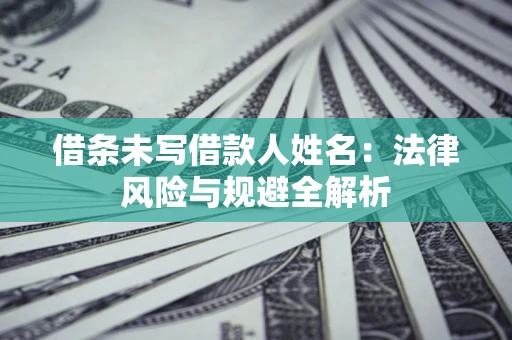 武汉借条未写借款人姓名：法律风险与规避全解析